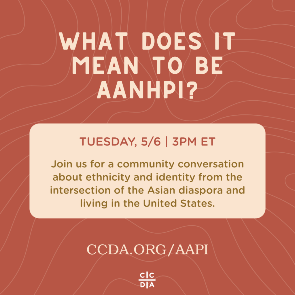 What Does it Mean to be AANHPI? 

Tuesday, 5/6 | 3pm ET

Join us for a community conversation about ethnicity and identity from the intersection of the Asian diaspora and living in the United States.