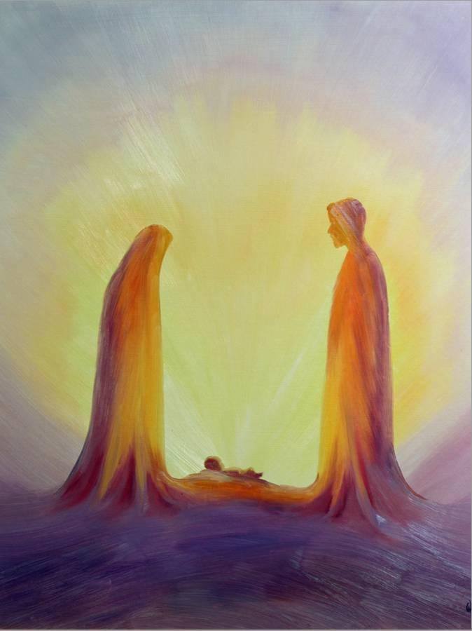 Mary and Joseph Look with Faith on the Child Jesus at his Nativity (1995), by Elizabeth Wang