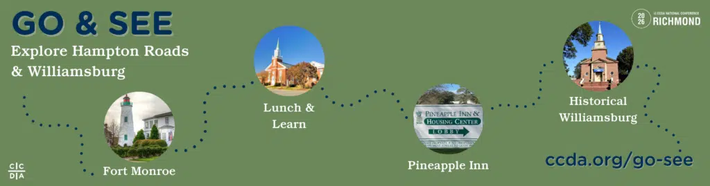 Go & See

Explore Hampton Roads & Williamsburg

Fort Monroe
Lunch & Learn
Pineapple Inn
Historical Williamsburg

ccda.org/go-see