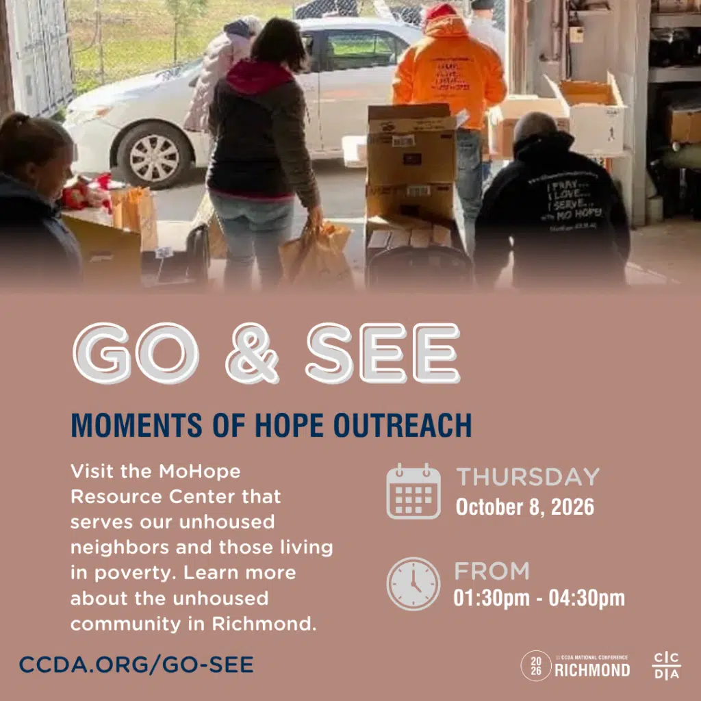Go & See
Moments of Hope Outreach
Visit the MoHope Resource Center that serves our unhoused neighbors and those living in poverty. Learn more about the unhoused community in Richmond.
Thursday, October 8, 2026
From 1:30pm - 4:30pm